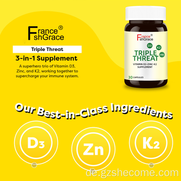Shecome Triple Threat Vitamin D3 Zink K2 Kapseln